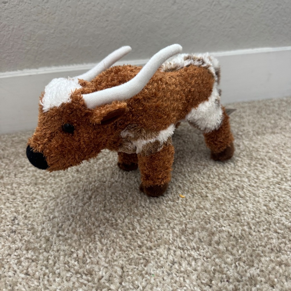 Douglas Cuddle Toy Longhorn Steer Plush Brown White Spotted Stuffed Animal NWT